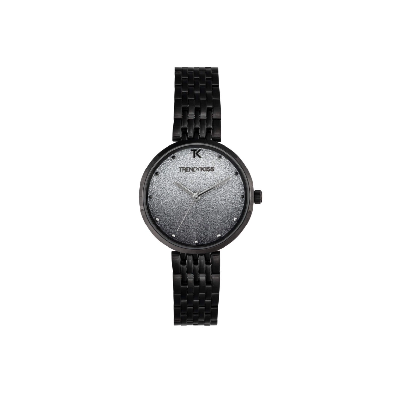 Front photo of this Inexpensive Women's Quartz Watch in Metal and Stainless Steel, Black - TM10128-02