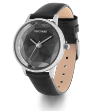 Foto 2 de este Económico Reloj de Cuarzo para Mujer en Metal y Piel, Plata, Negro - TC10132-03