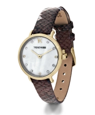 Photo 2 of this Inexpensive Women's Quartz Watch in Metal and Leather, Gold, Brown - TG10133-01