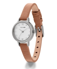 Photo 2 of this Inexpensive Women's Quartz Watch in Metal and Leather, Silver, Brown - TC10135-01