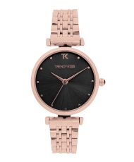 Foto frontal de este económico reloj de cuarzo, metal y acero inoxidable para mujer, oro rosa - TMRG10137-03