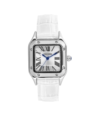 Foto 3 de este Económico Reloj de Cuarzo para Mujer en Metal y Piel, Plata, Blanco - TC10149-01