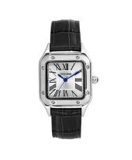 Foto 3 de este Económico Reloj de Cuarzo para Mujer en Metal y Piel, Plata, Negro - TC10149-02