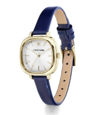 Foto frontal de este económico reloj de cuarzo para mujer en metal y piel, dorado, azul - TG10151-05