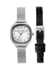 Foto 3 de este económico reloj de cuarzo y metal para mujer, plateado, negro - TM10152-01