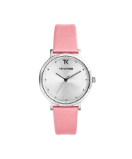 Foto 3 de este Económico Reloj de Cuarzo para Mujer en Metal y Piel, Plata, Rosa - TC10153-01