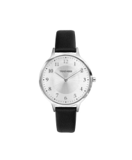 Photo 3 de cette Montre Femme pas chère Quartz en Métal et Cuir, Argenté, Noir - TC10155-01