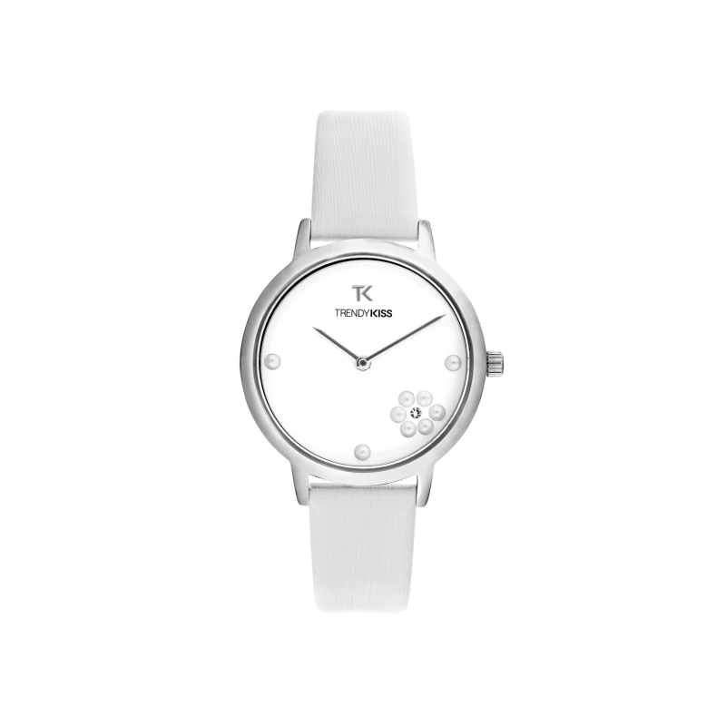 Front photo of this Inexpensive Women's Quartz Watch in Metal and Satin, Silver, White - TC10160-01