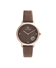 Front photo of this Inexpensive Women's Quartz Watch in Metal and Satin, Rose Gold, Bronze - TRG10160-10