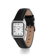 Photo 3 of this Inexpensive Women's Quartz Watch in Metal and Leather, Silver, Black - TC10162-01