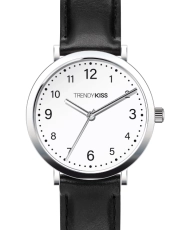 Front photo of this Inexpensive Women's Quartz Watch in Metal and Leather, Silver, Black - TC10164-02