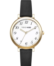 Front photo of this Inexpensive Women's Quartz Watch in Metal and Leather, Gold, Black - TC10166-01