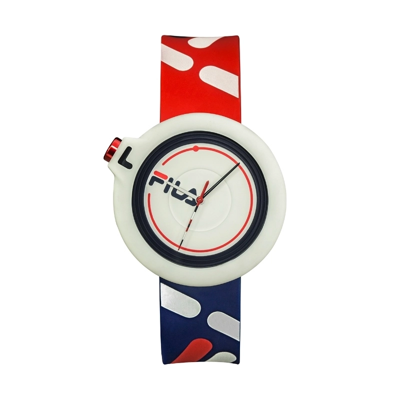 Montre pas chère Analogique pour Femme en Silicone, Blanc, Rouge - 38-6081-003