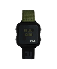 Reloj Digital Barato para Hombre en Silicona y Nylon, Negro, Verde Caqui - 38-6088-105