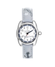 Front photo of this inexpensive girls' watch in Metal and Leather, Silver, Grey - 38974