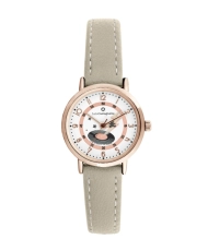 Photo de face de cette Montre fille pas chère en Métal et Cuir, Doré, Rose, Gris - 38982