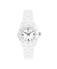 Photo de face de cette Montre fille pas chère en Plastique et Silicone, Blanc - 38970