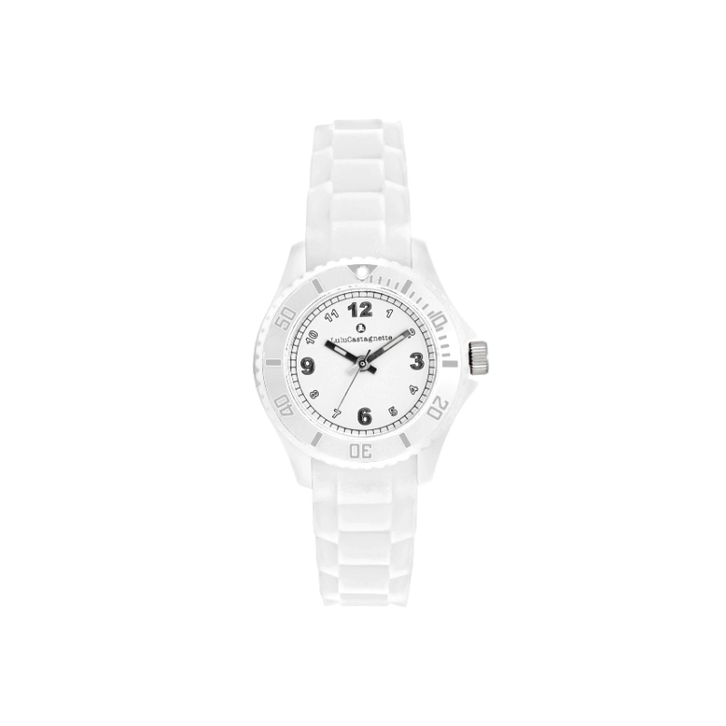 Front photo of this inexpensive girls' watch in Plastic and Silicone, White - 38970