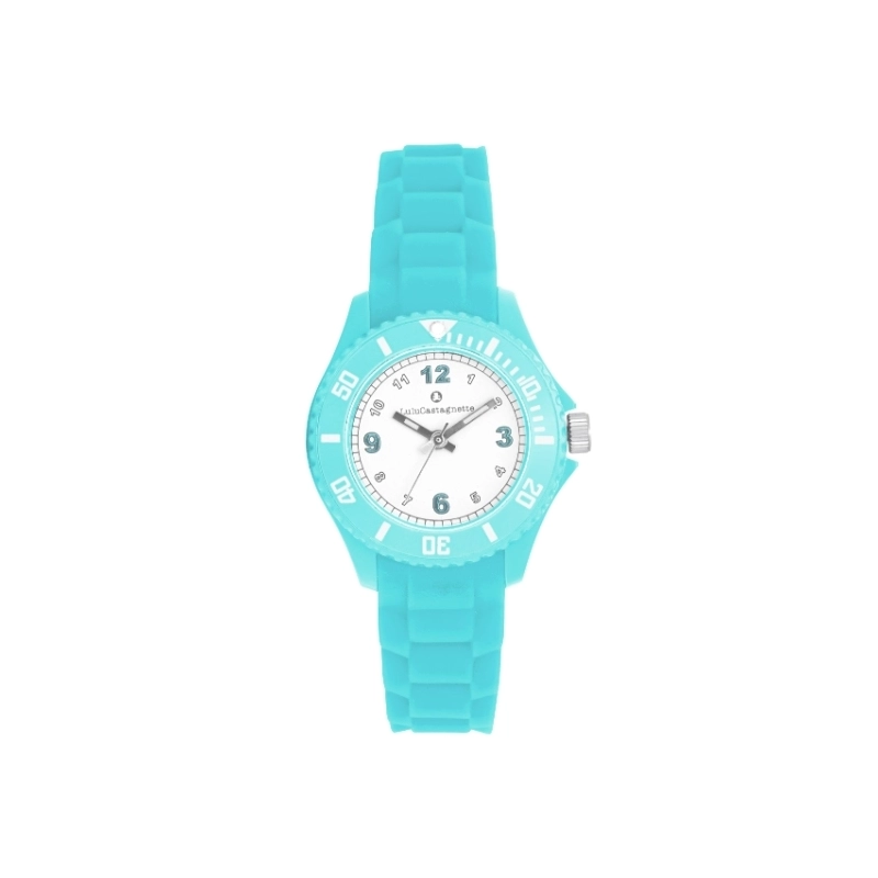 Photo de face de cette Montre fille pas chère en Plastique et Silicone, Bleu - 38972