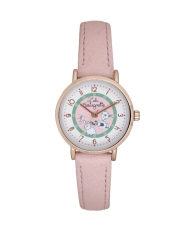 Front photo of this inexpensive girls' watch in Metal and Leather, Gold, Pink, Pink - 38960