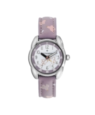 Front photo of this inexpensive girls' watch in Metal and Leather, Silver, Parma - 38966