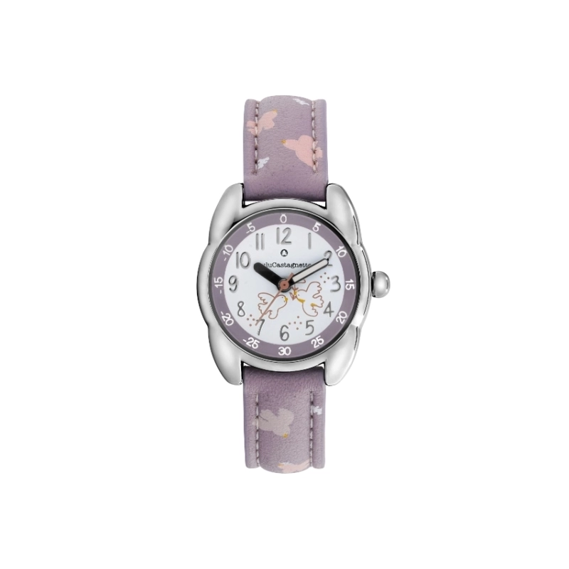 Front photo of this inexpensive girls' watch in Metal and Leather, Silver, Parma - 38966