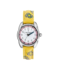 Front photo of this inexpensive girls' watch in Metal and Leather, Silver, Lemon - 38967