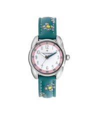 Photo de face de cette Montre fille pas chère en Métal et Cuir, Argenté, Bleu - 38968