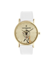 Photo de face de cette Montre fille pas chère en Métal et Cuir, Doré, Blanc - 38944