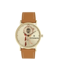 Foto frontal de este económico reloj para niña en Metal y Cuero, Oro, Camel - 38945