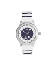 Front photo of this inexpensive girls' watch in Metal and Leather, Silver, White - 38948