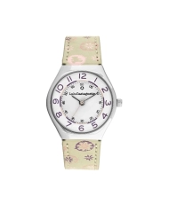 Front photo of this inexpensive girls' watch in Metal and Leather, Silver, Grey - 38942