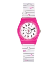 Photo de face de cette Montre fille pas chère en Plastique, Rose, Blanc, Rose - 38773