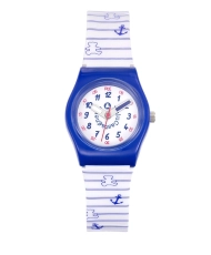 Photo de face de cette Montre fille pas chère en Plastique, Bleu, Blanc, Bleu - 38774