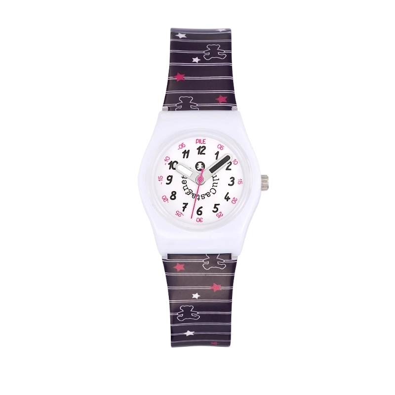 Photo de face de cette Montre fille pas chère en Plastique, Blanc, Violet - 38776