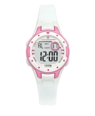 Front photo of this inexpensive girls' watch in plastic and silicone, - 38822