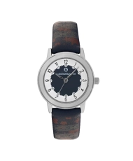 Front photo of this inexpensive girls' watch in Metal and Leather, Silver, Blue - 38920