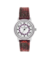 Front photo of this inexpensive girls' watch in Metal and Leather, Silver, Black, Purple - 38923