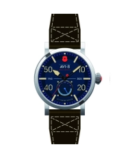 Meca Quarz-Herrenuhr aus Edelstahl, Leder, Marineblau, Silber, Braun – DAMBUSTER – AV-4108-RBL-02