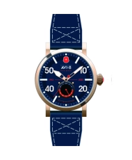 Meca Quartz Men's Watch in Stainless Steel, Leather, Midnight Blue, Gold, Blue - DAMBUSTER - AV-4108-RBL-03