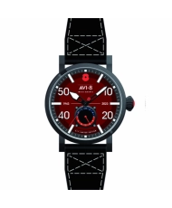 Meca Quartz Men's Watch in Stainless Steel, Leather, Merlot Red, Black - DAMBUSTER - AV-4108-RBL-04