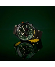 Reloj Cronógrafo para Hombre en Acero, Piel, Nylon, Verde, Negro - FLYBOY - AV-4109-04