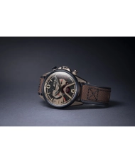 Herren-Chronographenuhr aus Edelstahl, Leder, Schwarz, Gold, Braun – HAWKER HARRIER II – AV-4056-06