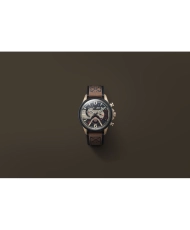 Men's Chronograph Watch in Stainless Steel, Leather, Black, Gold, Brown - HAWKER HARRIER II - AV-4056-06