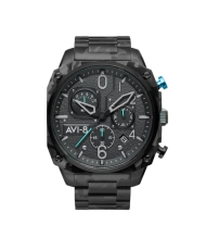 Herren-Chronographenuhr aus Edelstahl, Schwarz, Grau – HAWKER HUNTER – AV-4052-11