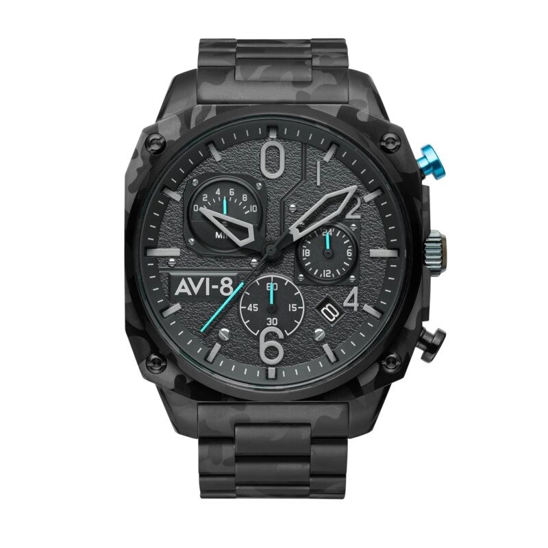 Montre Chronographe Homme en Acier inoxydable, Noir, Gris - HAWKER HUNTER - AV-4052-11