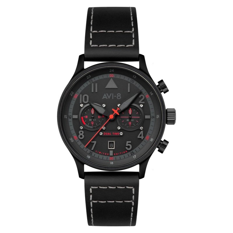 Men's Quartz Watch in Stainless Steel, Leather, Black - HAWKER HURRICANE LIMITED EDITION - AV-4088-05