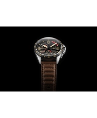 Herren-Chronographenuhr aus Edelstahl, Leder, Schwarz, Braun – P-51 MUSTANG – AV-4077-02