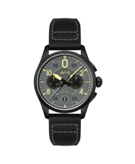 Reloj Cronógrafo para Hombre en Acero, Piel, Gris, Negro - SPITFIRE LOCK - AV-4089-08