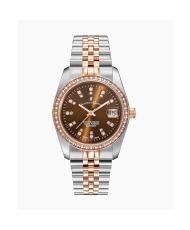 Reloj Suizo para Mujer en Acero, Chocolate, Plata, Oro Rosa - Inspiración - NROP.25